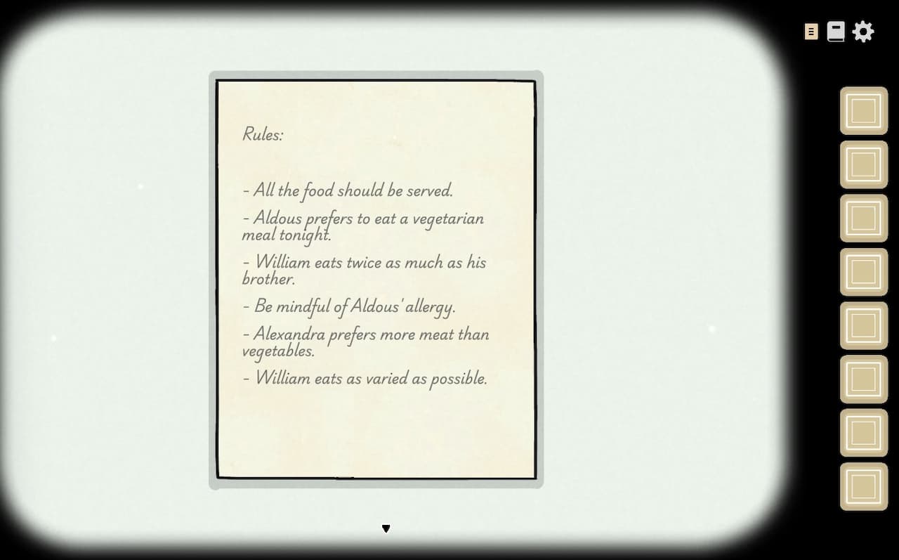 Dinner main-course preference note