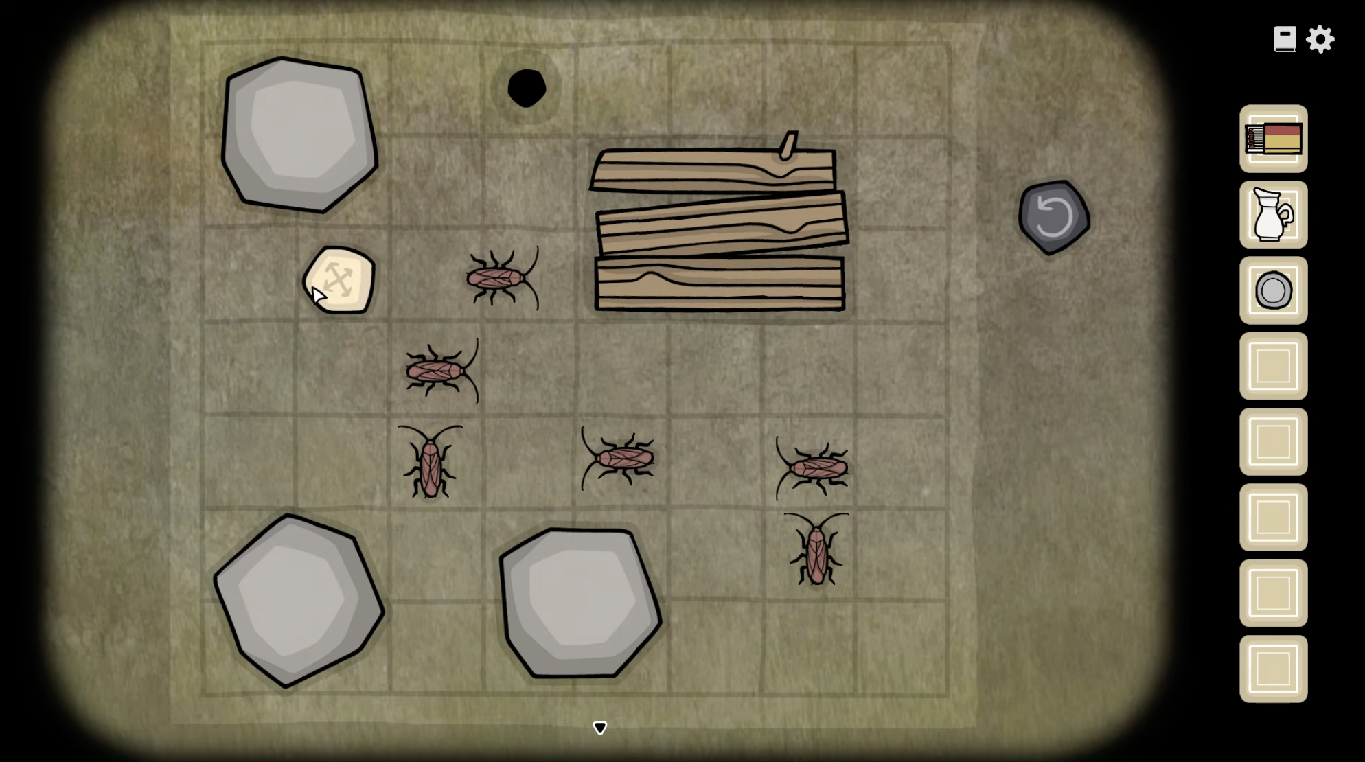 Cockroach board and movable white stone